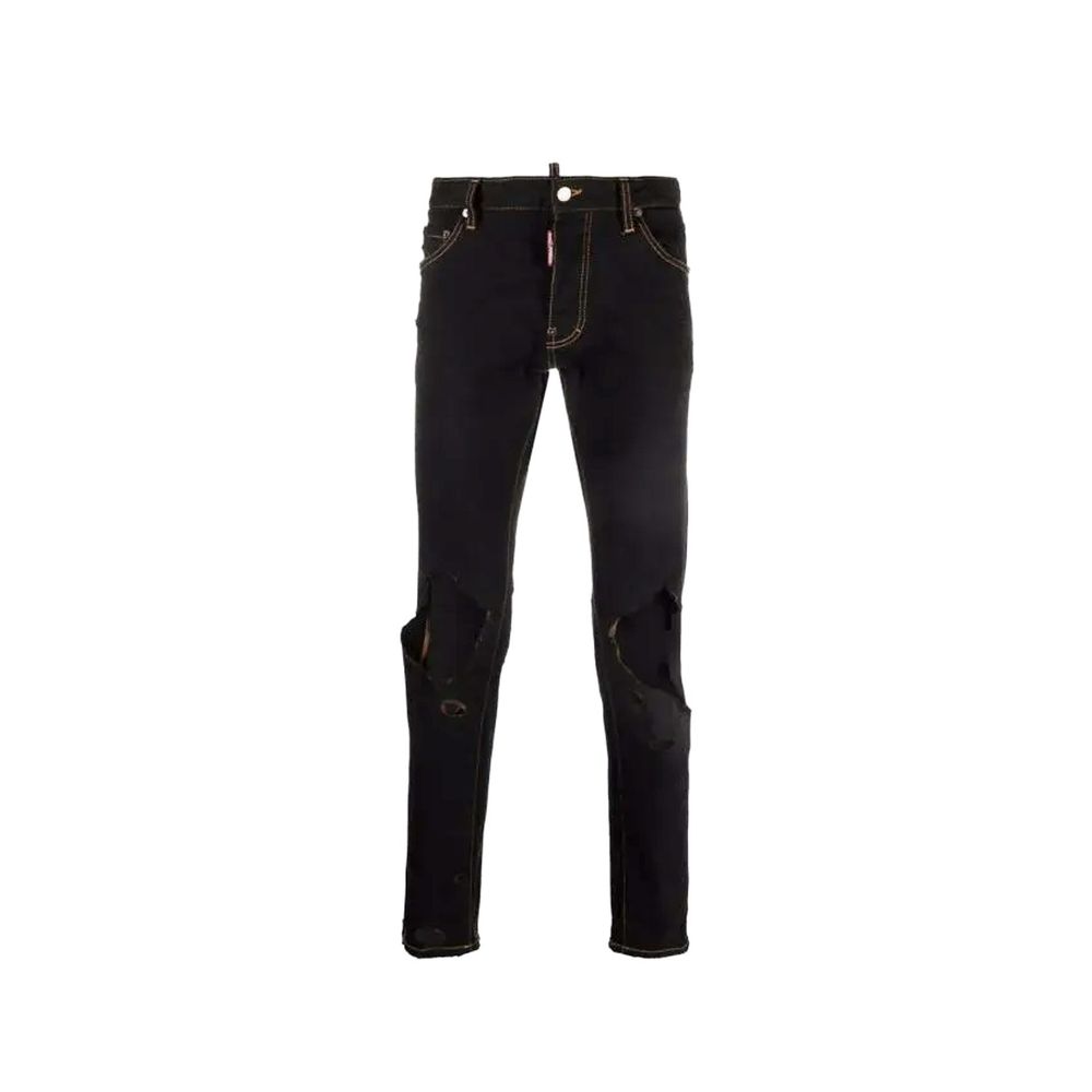 Black Cotton Skinny Jeans