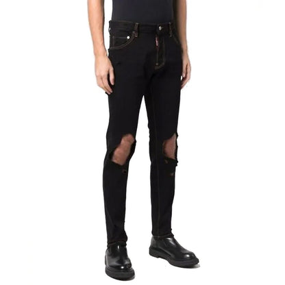 Black Cotton Skinny Jeans