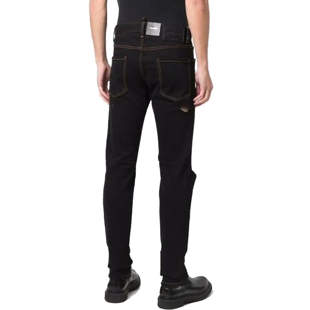 Black Cotton Skinny Jeans