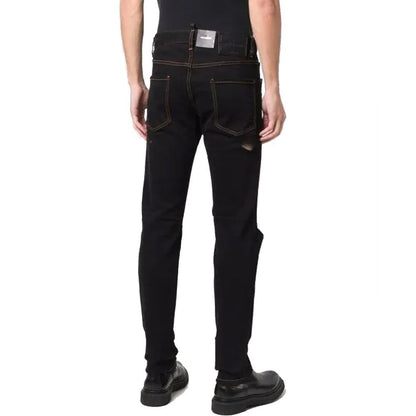 Black Cotton Skinny Jeans