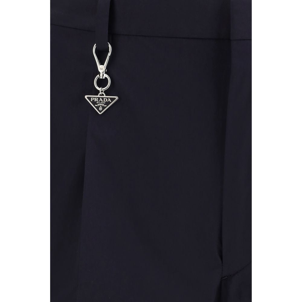Blue Cotton Casual Pants