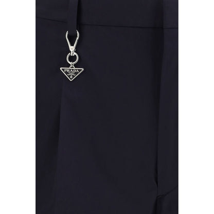 Blue Cotton Casual Pants