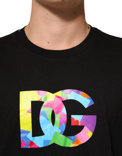 Black Logo Print Cotton Crew Neck T-shirt