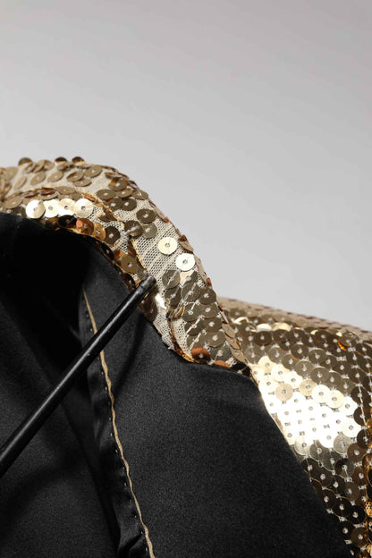 Gold Sequined Double Breasted Jacket Blazer