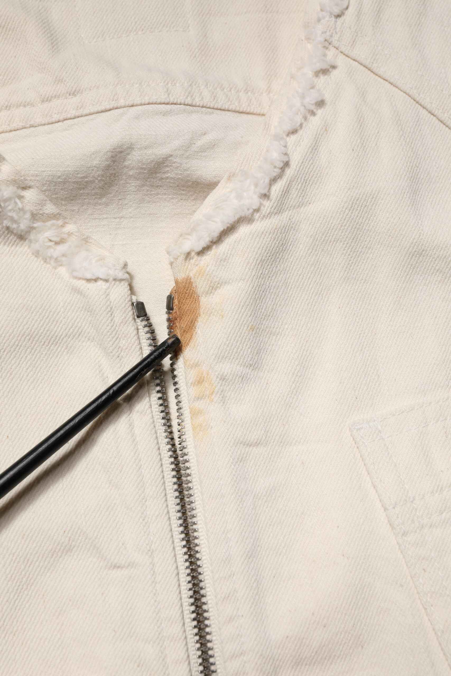 Off White Cotton Full Zip Denim Men Blouson Jacket
