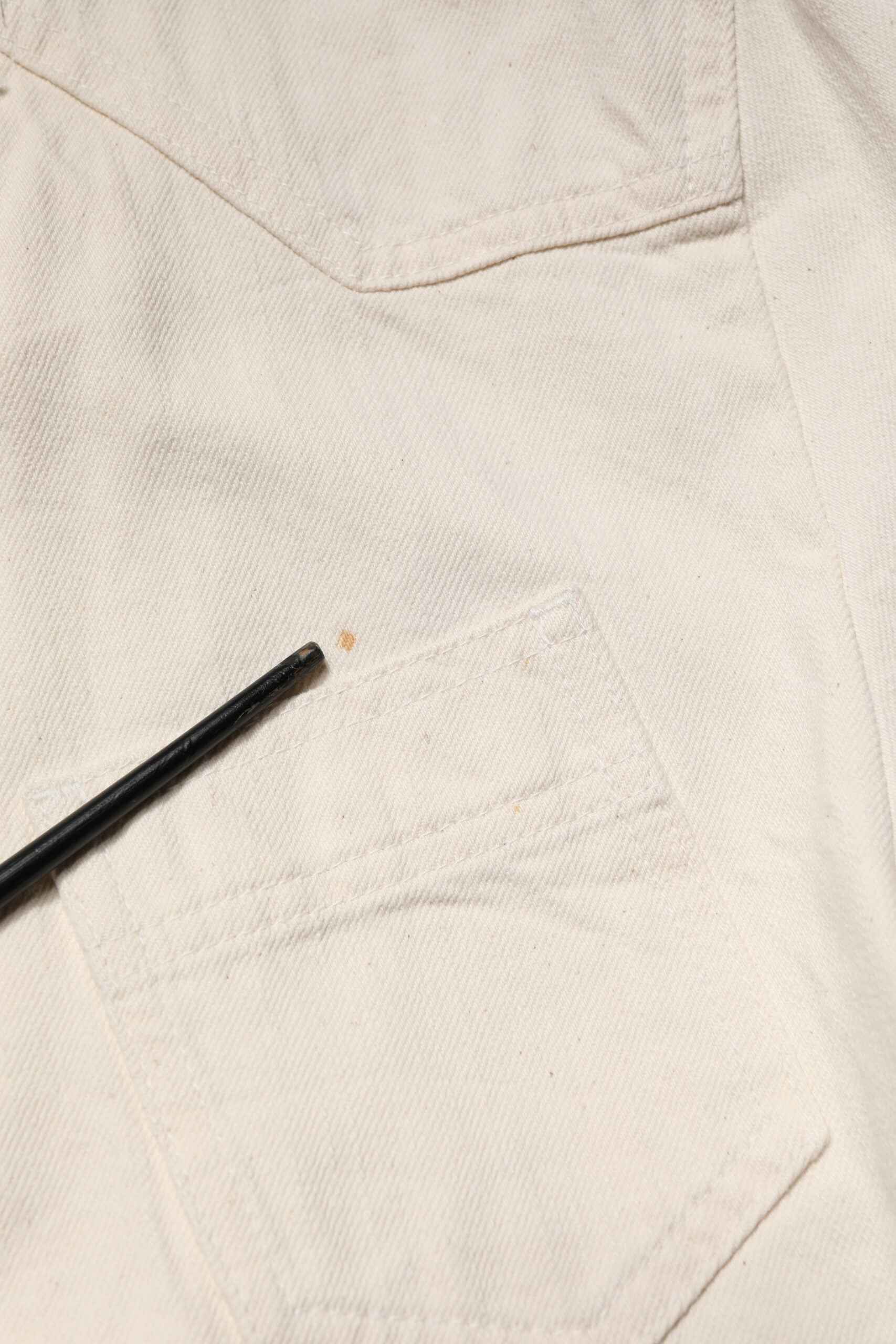 Off White Cotton Full Zip Denim Men Blouson Jacket