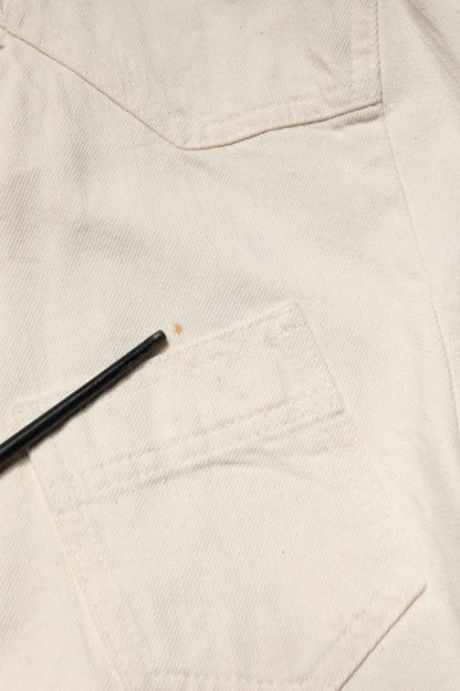 Off White Cotton Full Zip Denim Men Blouson Jacket