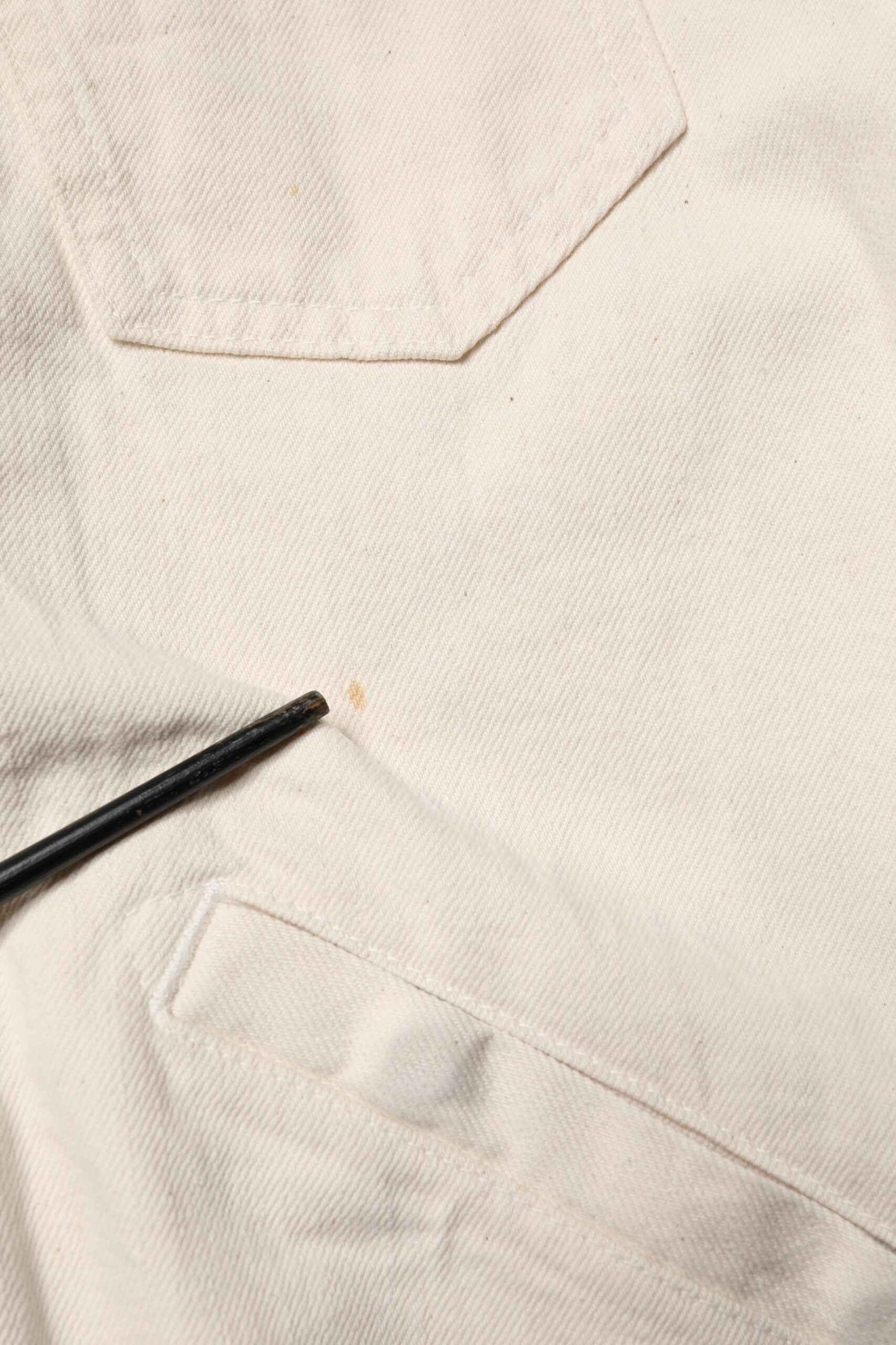 Off White Cotton Full Zip Denim Men Blouson Jacket