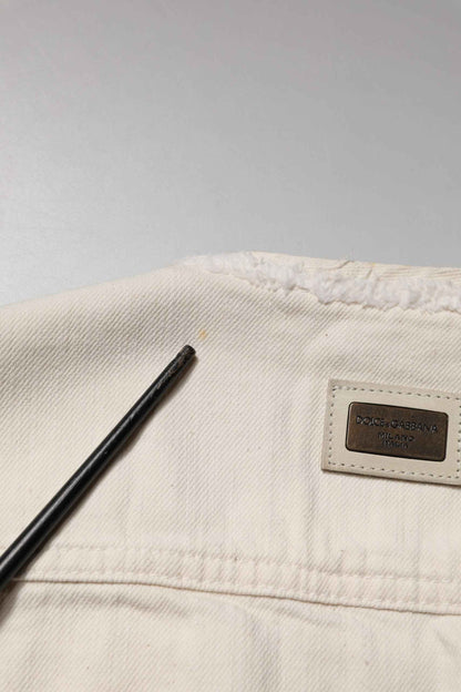 Off White Cotton Full Zip Denim Men Blouson Jacket