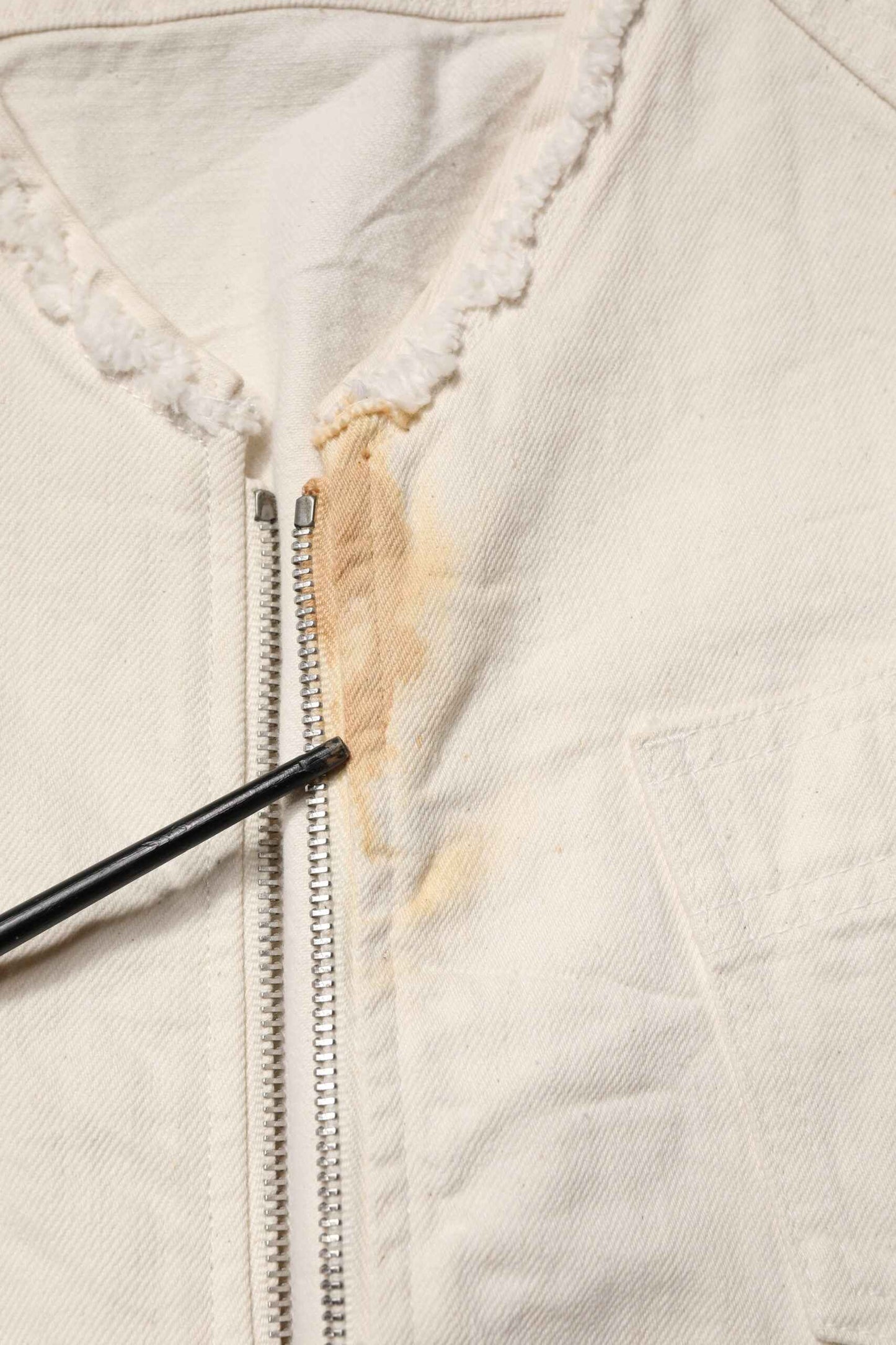 Off White Cotton Full Zip Denim Men Blouson Jacket