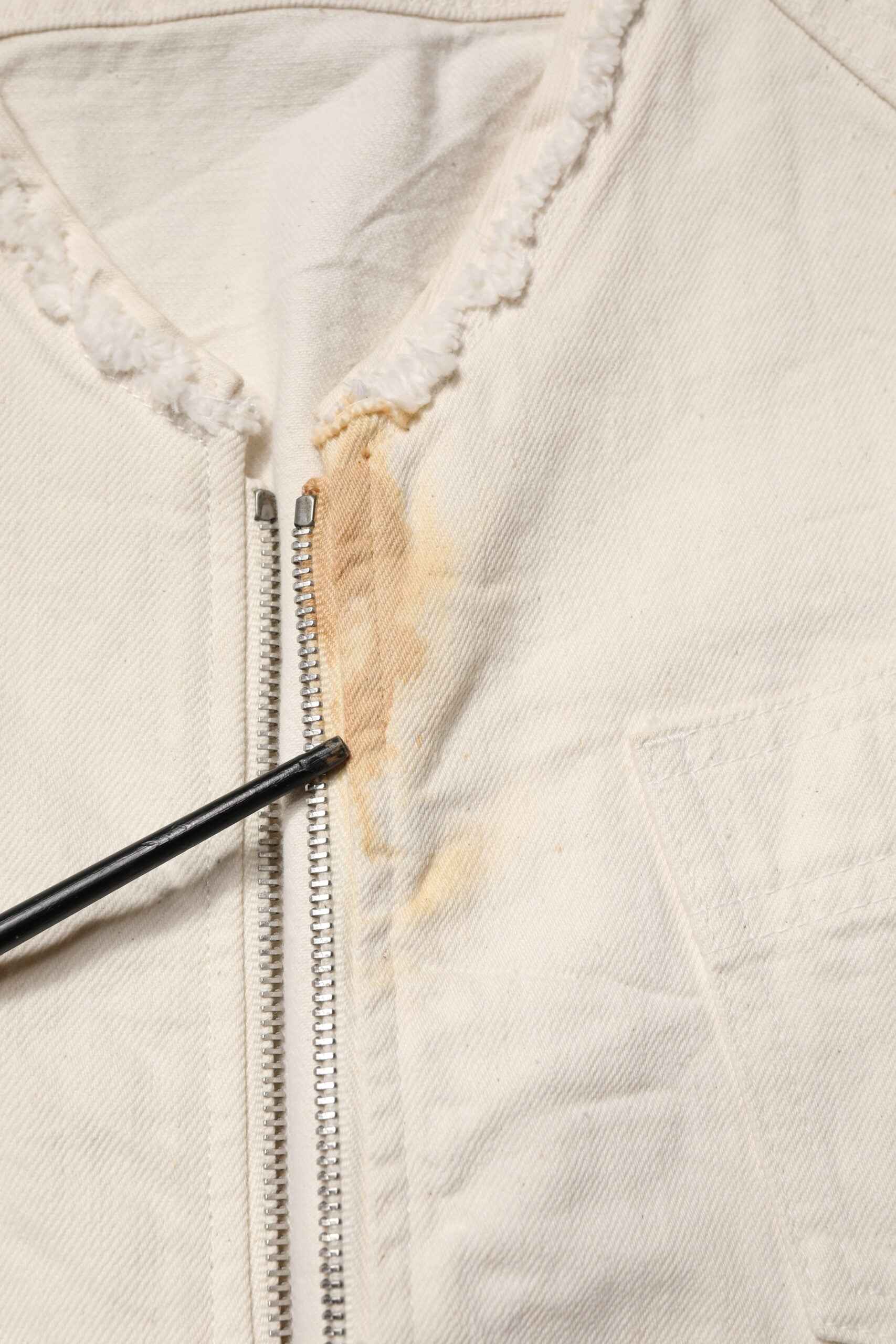 Off White Cotton Full Zip Denim Men Blouson Jacket