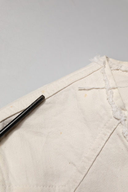 Off White Cotton Full Zip Denim Men Blouson Jacket