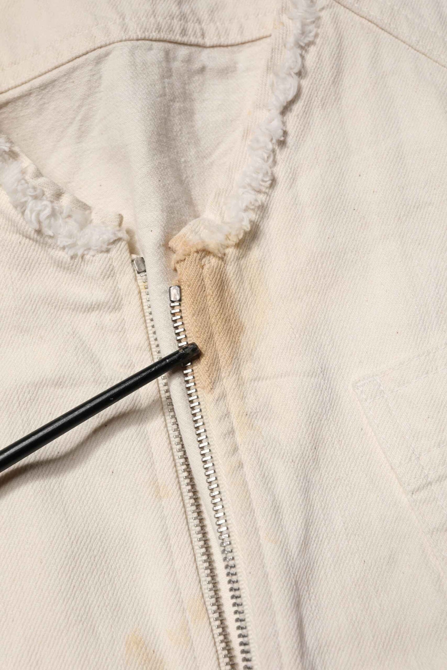 Off White Cotton Full Zip Denim Men Blouson Jacket