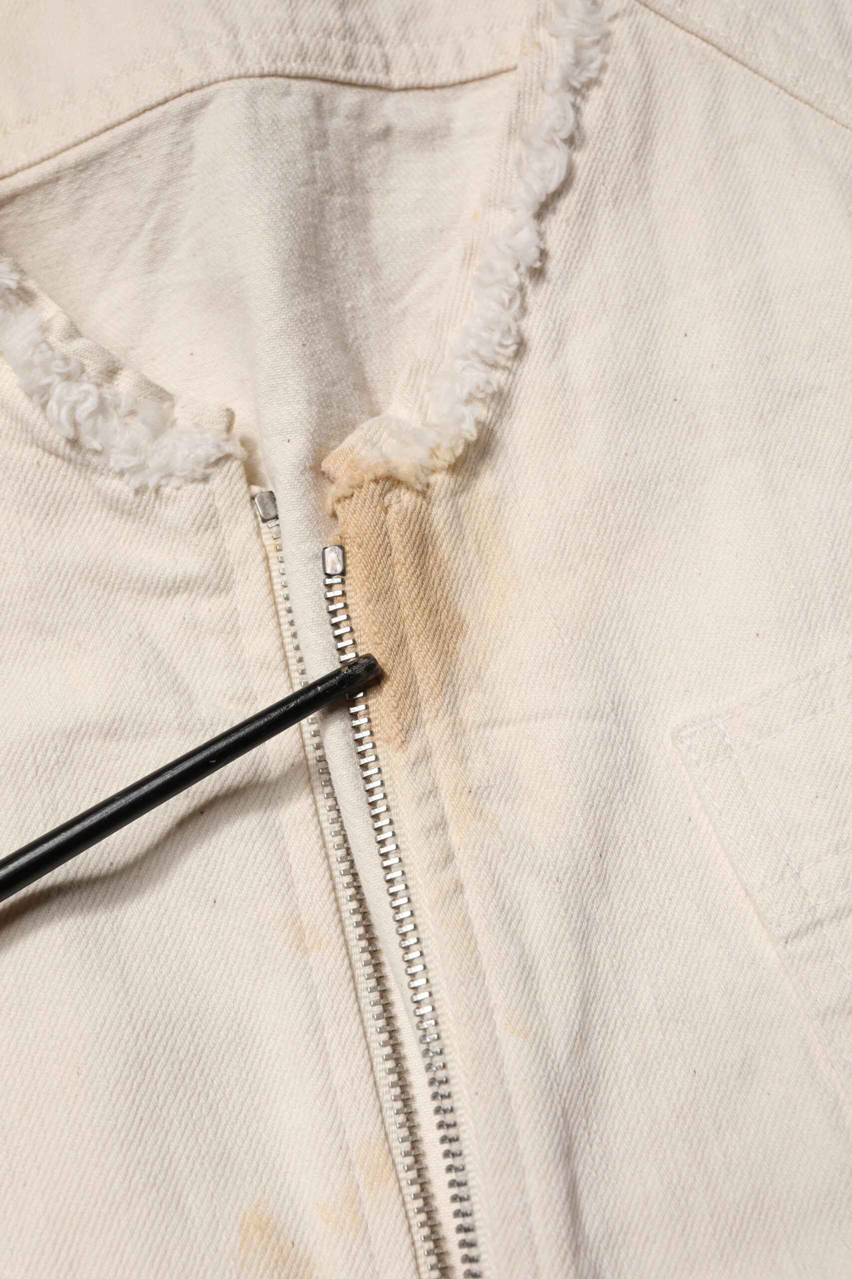 Off White Cotton Full Zip Denim Men Blouson Jacket