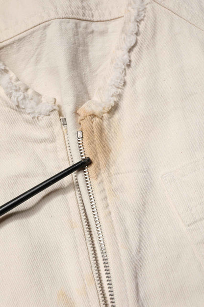 Off White Cotton Full Zip Denim Men Blouson Jacket