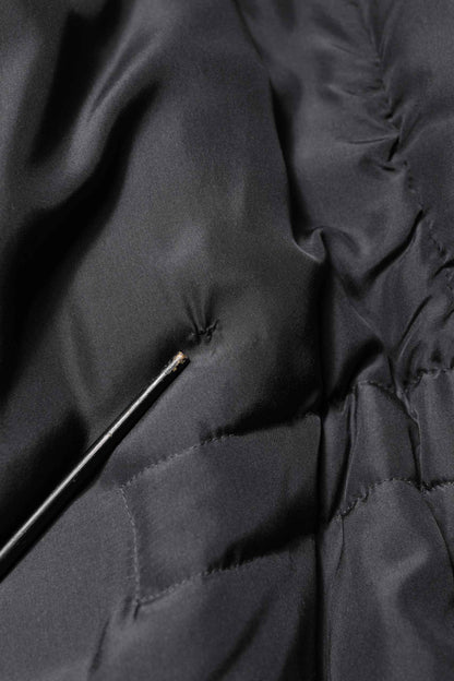 Black Silk Padded Parka Men Coat Jacket