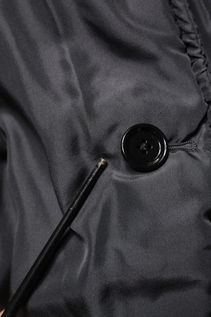 Black Silk Padded Parka Men Coat Jacket