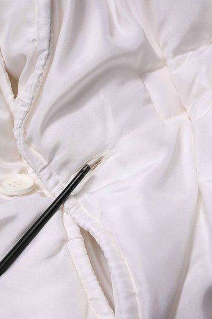 White Silk Padded Parka Men Coat Jacket
