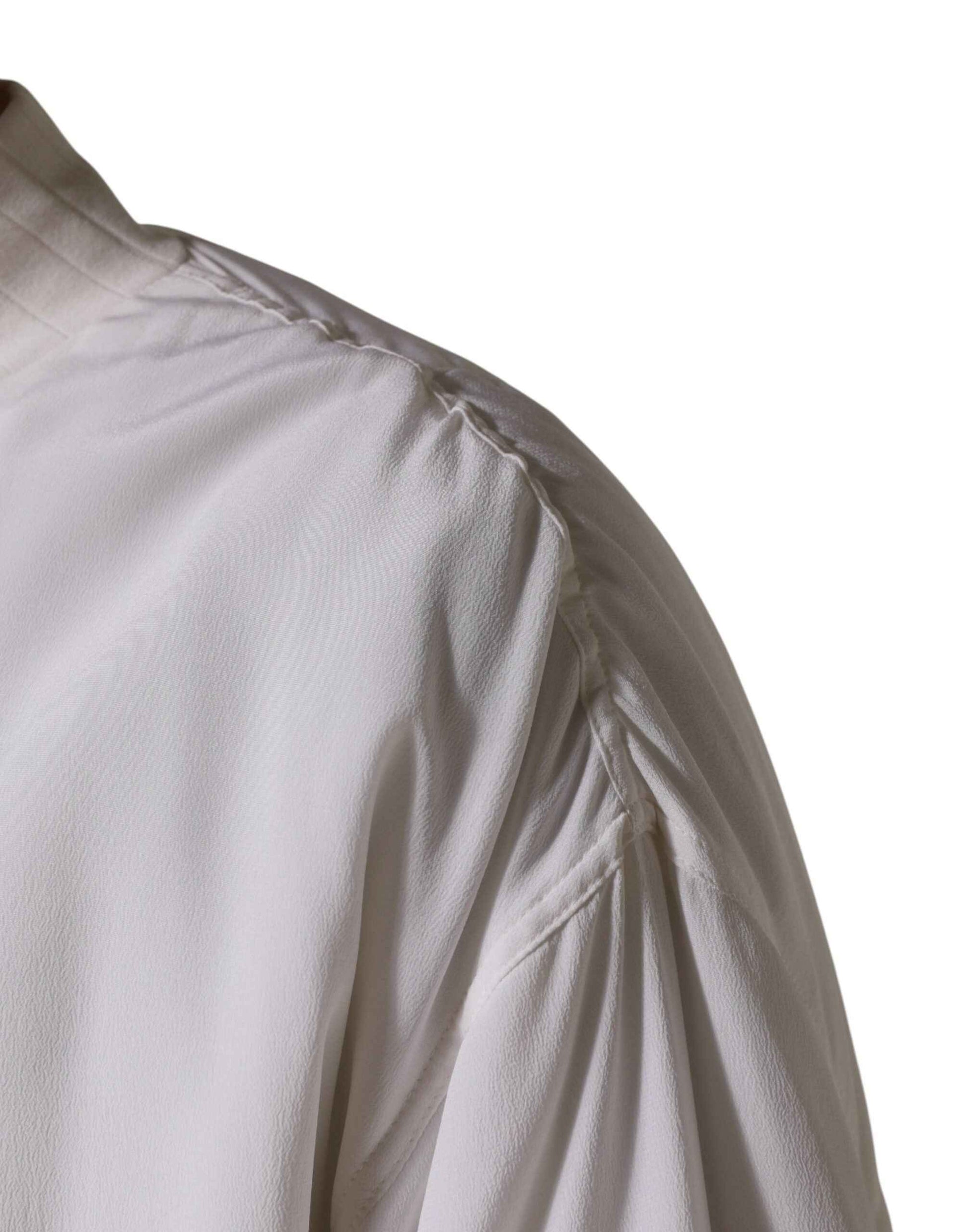 White Silk Full Zip Bomber Blouson Jacket