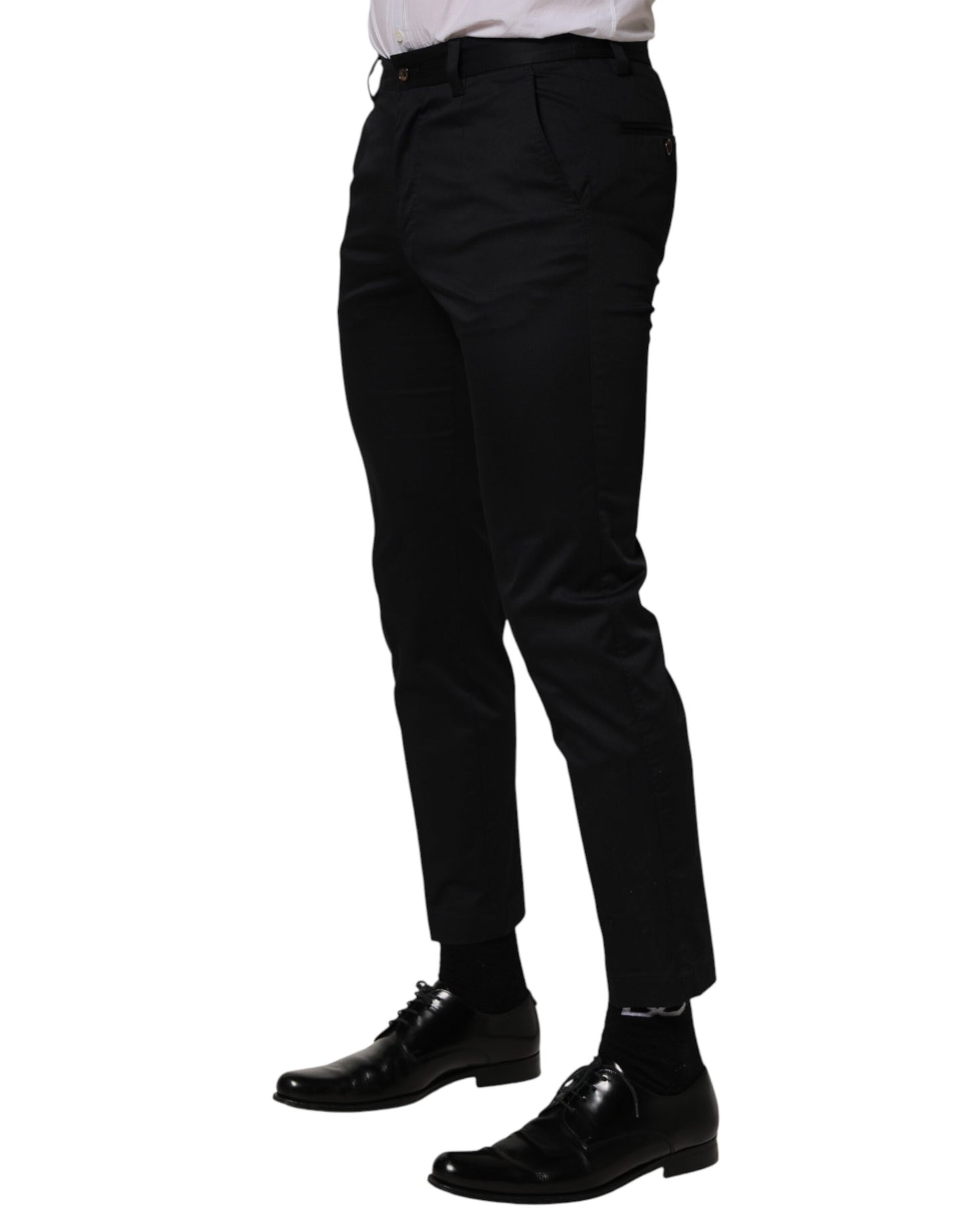 Dark Blue Cotton Skinny Dress Trouser Pants
