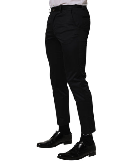 Dark Blue Cotton Skinny Dress Trouser Pants