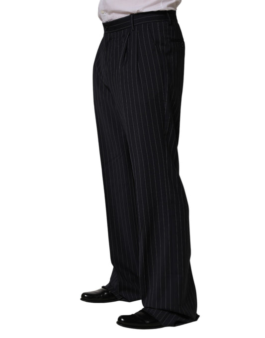 Black Stripe Straight Men Dress Trouser Pants
