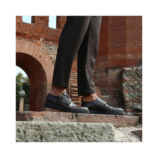 Black Leather Slip-On Loafers