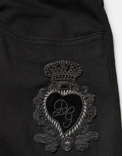 Black Sacred Heart Skinny Men Denim Jeans