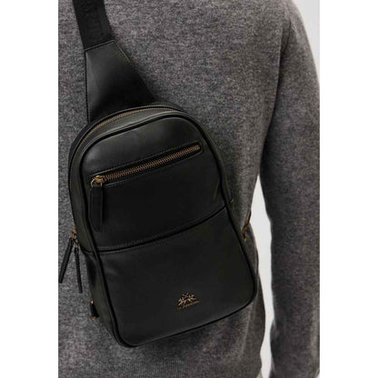 Black Polyethylene Crossbody Bag