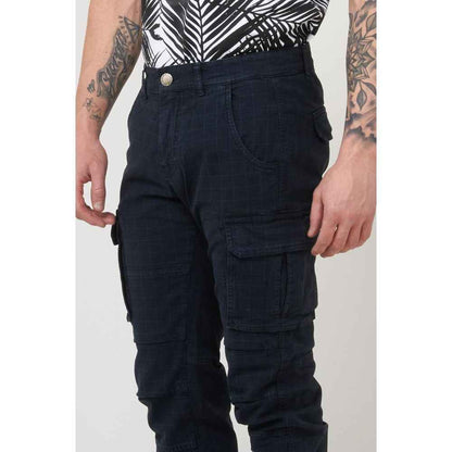 Blue Cotton Cargo Pants