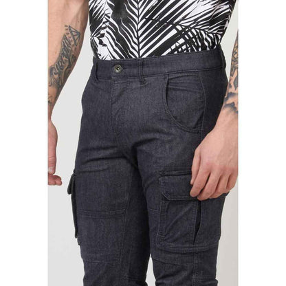 Blue Polyester Cargo Pants