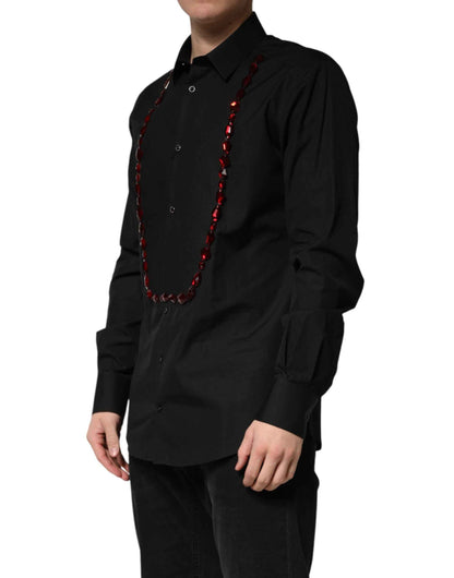 Black Crystal GOLD Formal Cotton Dress Shirt