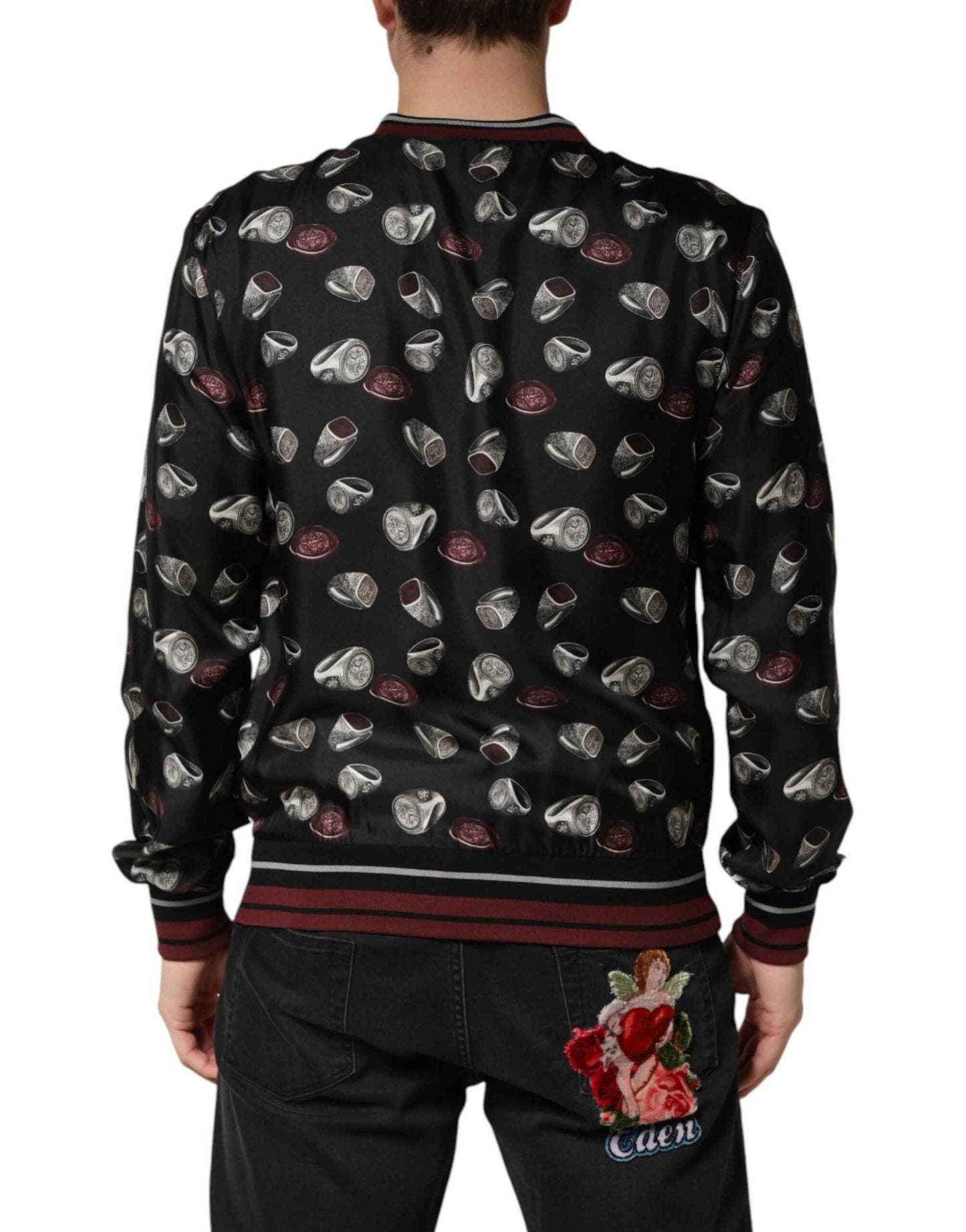 Black Ring Print CrewNeck Sweatshirt  Sweater