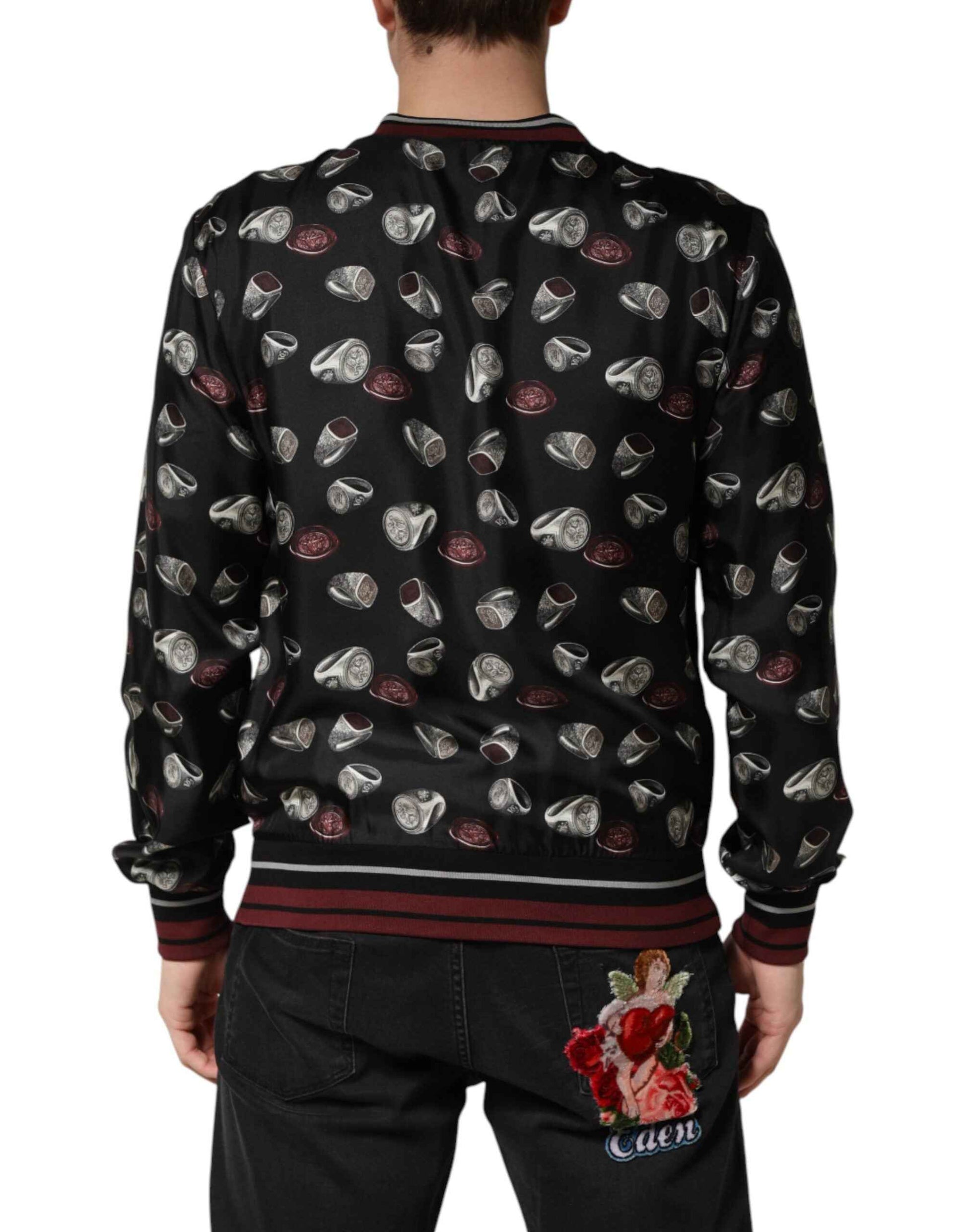 Black Ring Print CrewNeck Sweatshirt  Sweater