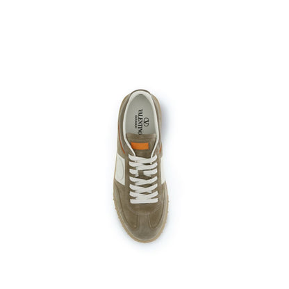 Beige Calf Leather Bos Taurus Low Top Sneakers
