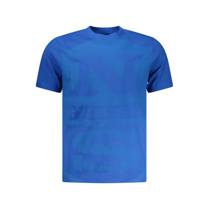 Blue Cotton Men T-Shirt