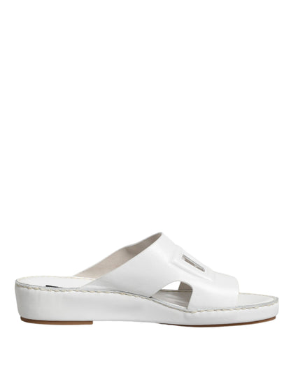 White DG Cutout Slides Slippers Flats Shoes