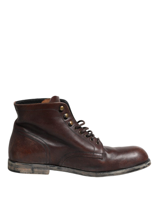 Brown Lace Up Short Ankle Boots Men Shoes