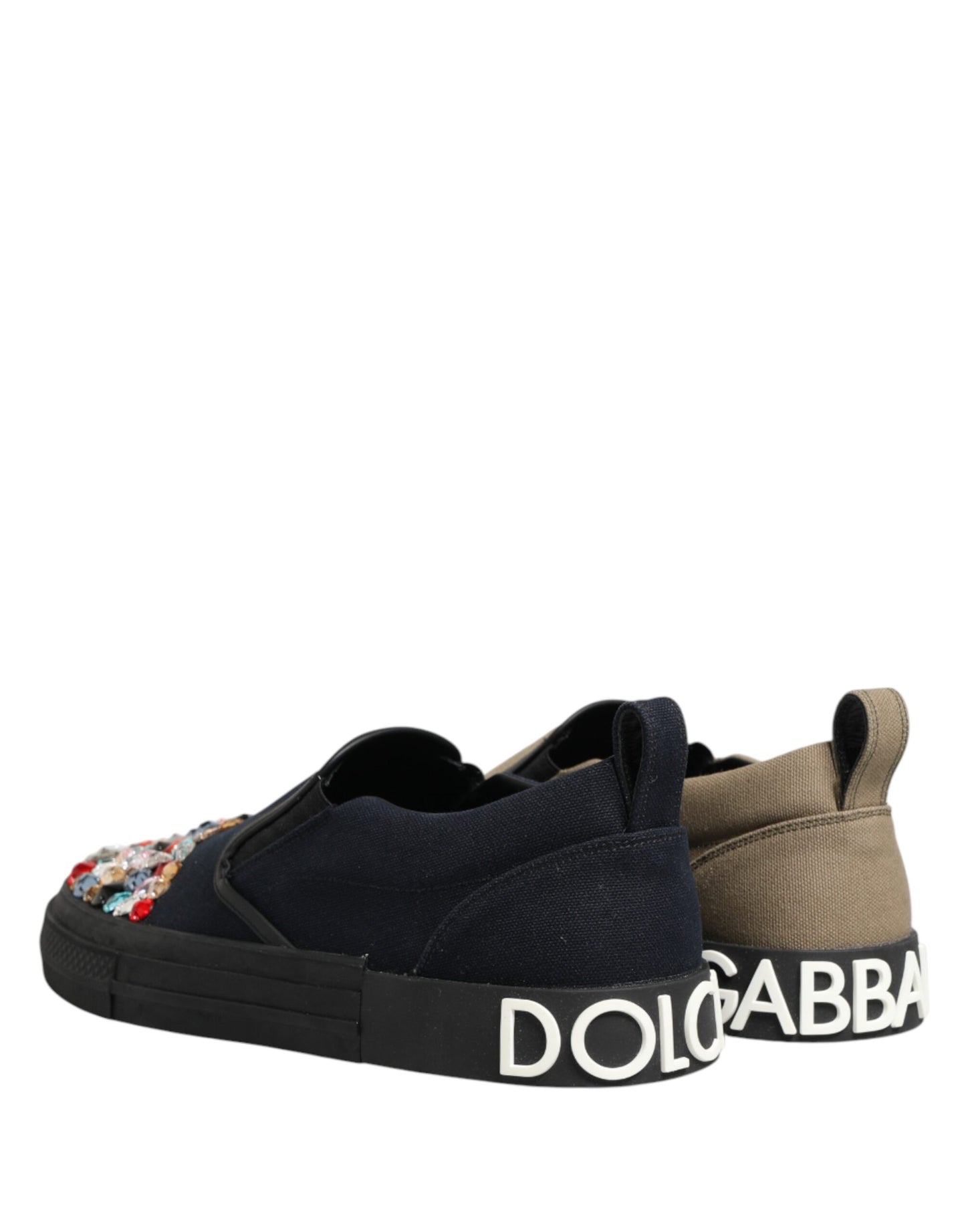 Blue Canvas Embellished Slip On Men Sneakers Shoes
