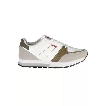 White Polyester Athletic Sneakers