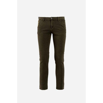 Brown Cotton Casual Pants