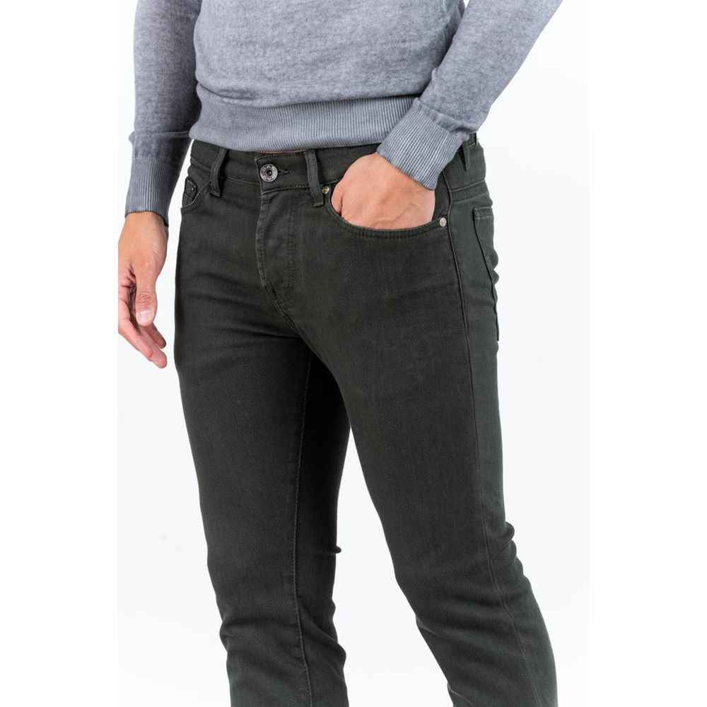 Green Cotton Slim Fit Jeans