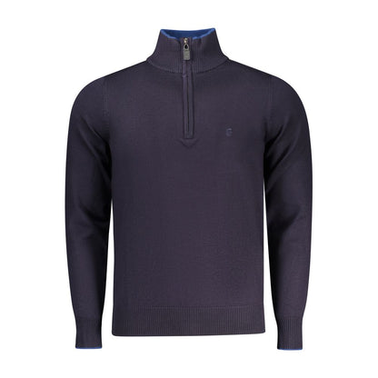 Blue Viscose Men Sweater