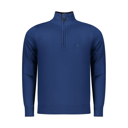 Blue Viscose Men Sweater