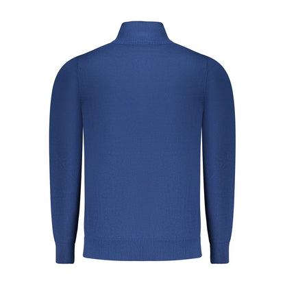 Blue Viscose Men Sweater