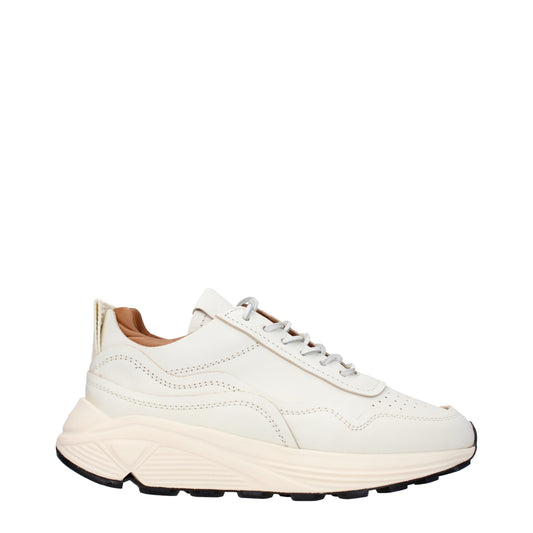 White Leather Low Top Sneakers