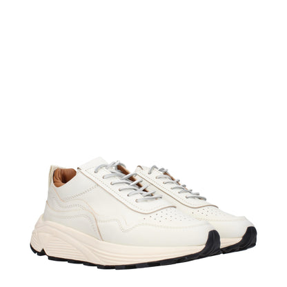 White Leather Low Top Sneakers