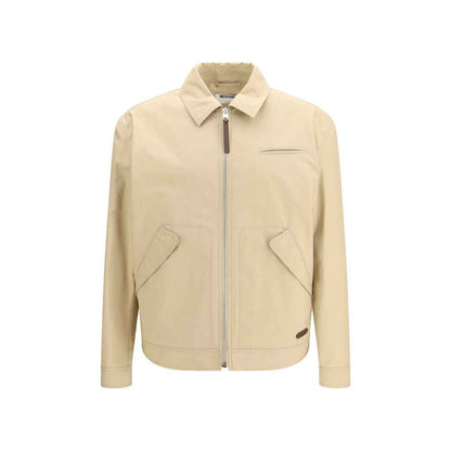 Beige Cotton Full-Length Jacket