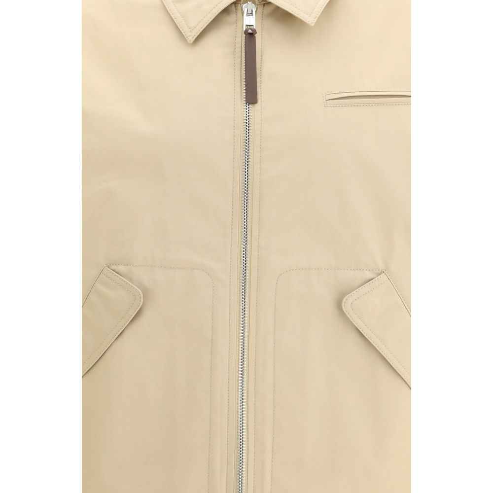 Beige Cotton Full-Length Jacket