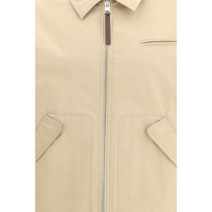 Beige Cotton Full-Length Jacket